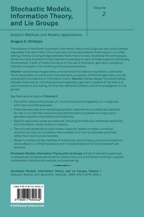 Produktbild: Stochastic Models, Information Theory, and Lie Groups, Volume 2