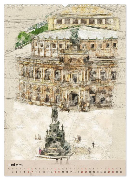 Produktbild: Dresden wie gemalt (hochwertiger Premium Wandkalender 2026 DIN A2 hoch), Kunstdruck in Hochglanz
