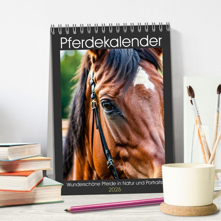 Produktbild: Pferdekalender - Wundersch&ouml;ne Pferde in Natur und Portraits (Tischkalender 2026 DIN A5 hoch), CALVENDO Monatskalender