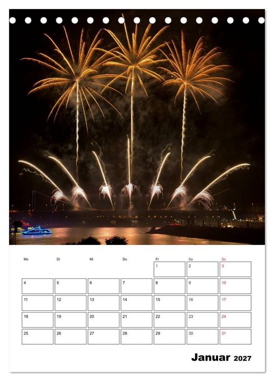 Produktbild: Feuerwerke Terminplaner (Tischkalender 2027 DIN A5 hoch), CALVENDO Monatskalender
