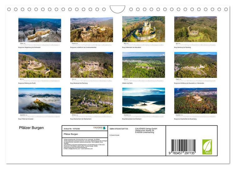 Produktbild: Pf&auml;lzer Burgen (Wandkalender 2026 DIN A4 quer), CALVENDO Monatskalender