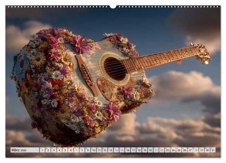 Produktbild: Saitenzauber &ndash; Gitarren im Bilderklang (hochwertiger Premium Wandkalender 2026 DIN A2 quer), Kunstdruck in Hochglanz