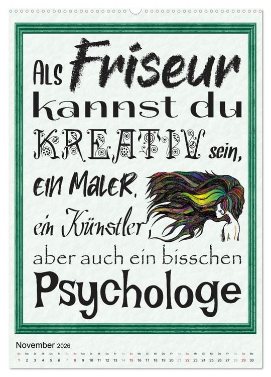 Produktbild: Friseur-Spr&uuml;che (Wandkalender 2026 DIN A2 hoch), CALVENDO Monatskalender