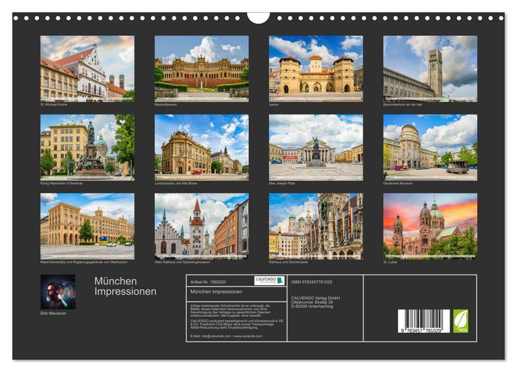 Produktbild: M&uuml;nchen Impressionen (Wandkalender 2026 DIN A3 quer), CALVENDO Monatskalender