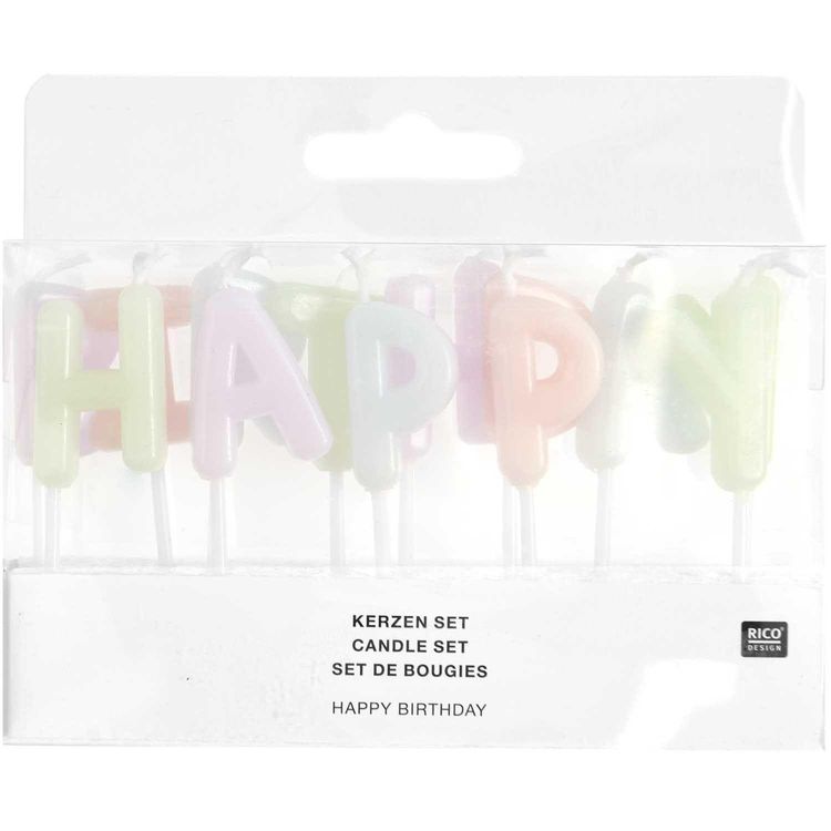 Produktbild: Kerzen Happy Birthday, Pastell, 13 Stk