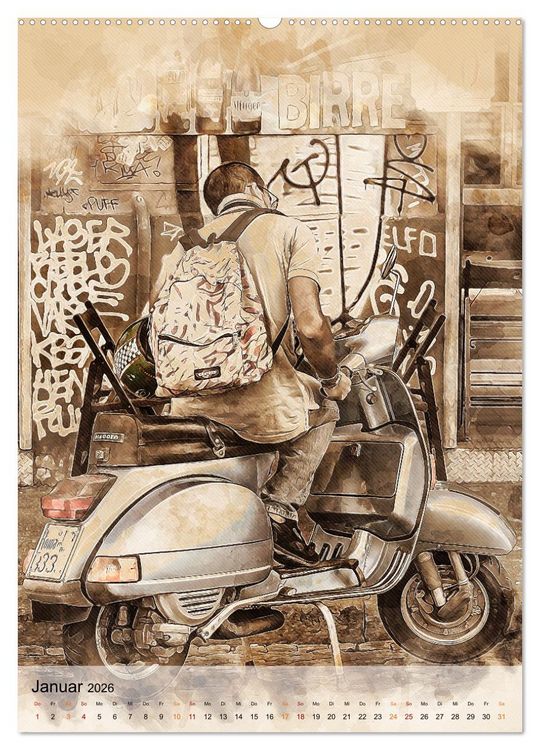 Produktbild: Motorroller - Vespa Galerie (Wandkalender 2026 DIN A2 hoch), CALVENDO Monatskalender