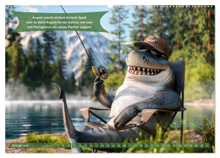 Produktbild: Der tierisch lustige Angler-Kalender (hochwertiger Premium Wandkalender 2026 DIN A2 quer), Kunstdruck in Hochglanz