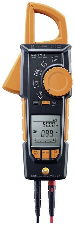 Produktbild: Testo 770-3 Stromzange digital CAT III 1000 V, CAT IV 600V Anzeige (Counts): 6000
