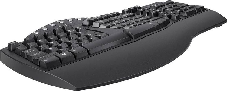 Produktbild: Perixx PERIBOARD-612BDE Bluetooth&reg; Tastatur Deutsch, QWERTZ Schwarz Ergonomisch, Handballenauflage, Multimediatasten