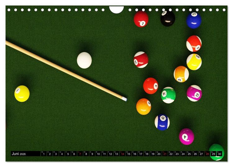 Produktbild: Billard. Konzentration - Sport - Spannung (Wandkalender 2026 DIN A4 quer), CALVENDO Monatskalender