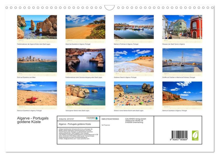 Produktbild: Algarve - Portugals goldene K&uuml;ste (Wandkalender 2026 DIN A3 quer), CALVENDO Monatskalender