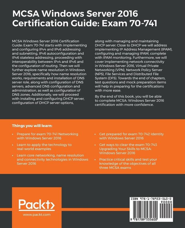 Produktbild: MCSA Windows Server 2016 Certification Guide