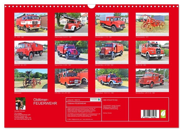 Produktbild: Oldtimer-FEUERWEHR (Wandkalender 2026 DIN A3 quer), CALVENDO Monatskalender