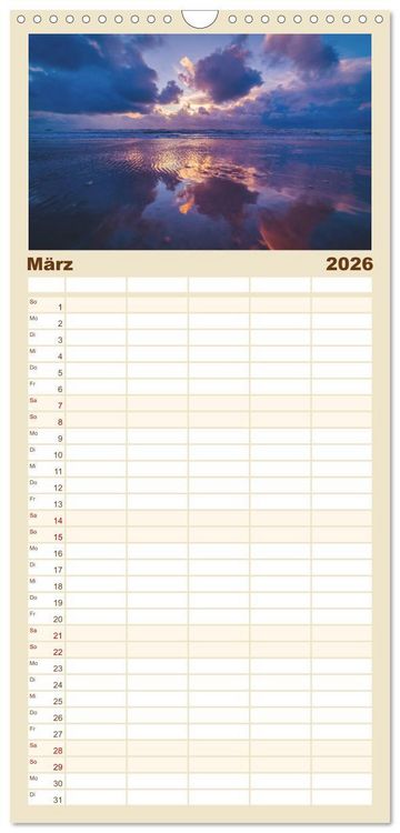 Produktbild: Familienplaner 2026 - Jutland - D&auml;nemarks Nordseek&uuml;ste mit 5 Spalten (Wandkalender, 21 x 45 cm) CALVENDO