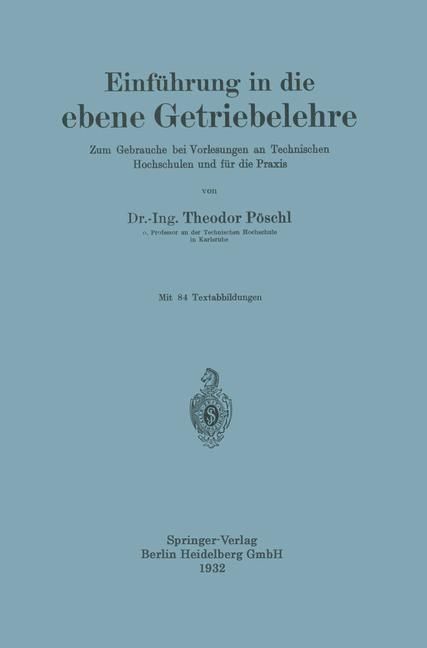 Produktbild: Einf&uuml;hrung in die ebene Getriebelehre