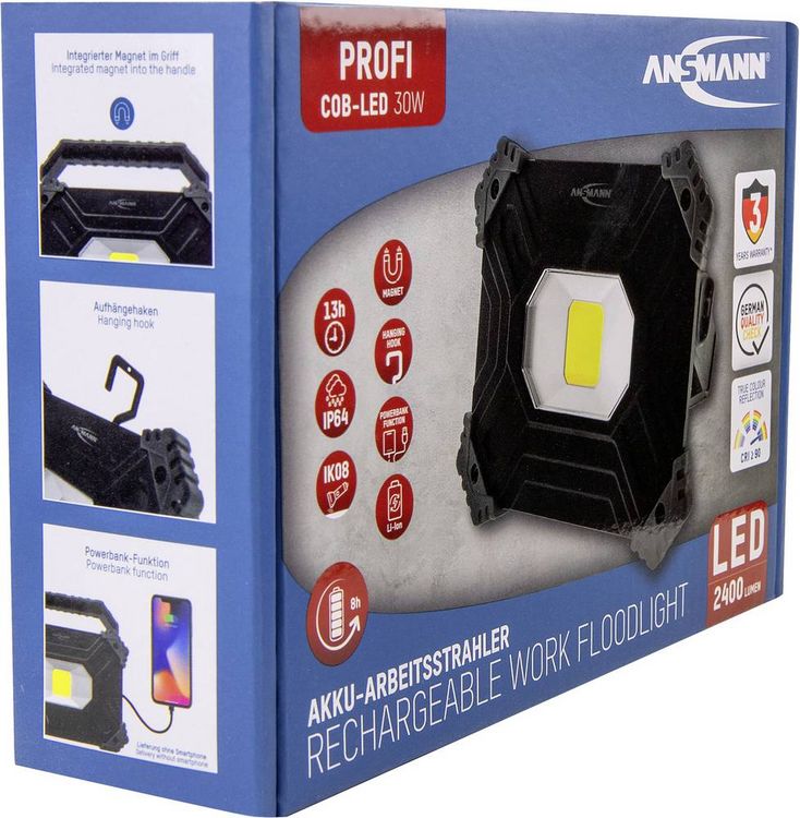 Produktbild: Ansmann 1600-0394 FL2500R LED Arbeitsleuchte akkubetrieben 30 W 2400 lm