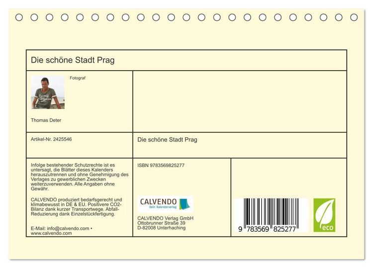 Produktbild: Die sch&ouml;ne Stadt Prag (Tischkalender 2027 DIN A5 quer), CALVENDO Monatskalender