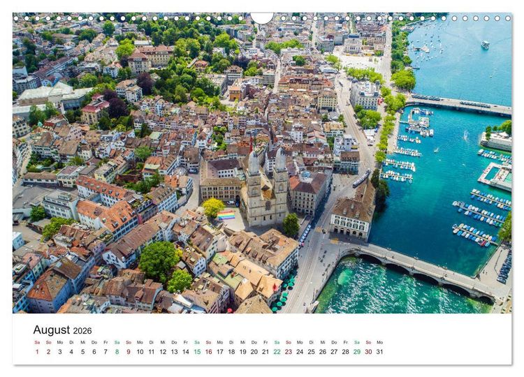 Produktbild: Luftbildkalender Z&uuml;rich (Wandkalender 2026 DIN A3 quer), CALVENDO Monatskalender