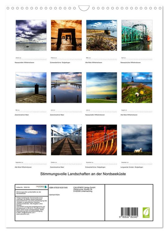 Produktbild: Stimmungsvolle Landschaften an der Nordseek&uuml;ste (Wandkalender 2026 DIN A3 hoch), CALVENDO Monatskalender