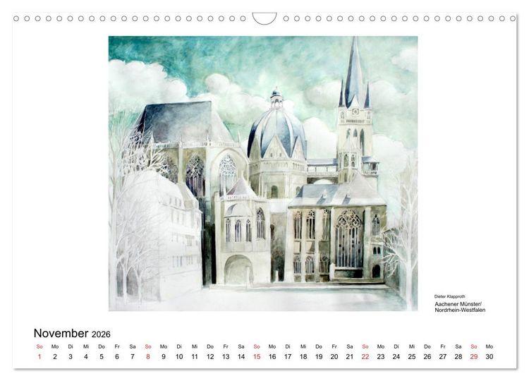 Produktbild: Pinselspuren einer Deutschlandreise - 12 Aquarelle von Dieter Klapproth (Wandkalender 2026 DIN A3 quer), CALVENDO Monatskalender