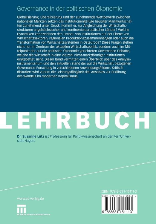 Produktbild: Governance in der politischen &Ouml;konomie