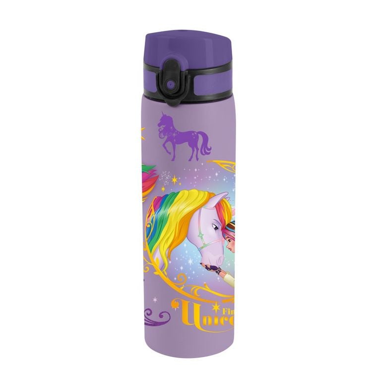Produktbild: Unicorn Academy Trinkflasche lila/regenbogen 580 ml Edelstahl einwandig