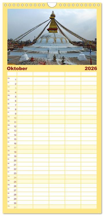 Produktbild: Familienplaner 2026 - Einzigartiges NEPAL mit 5 Spalten (Wandkalender, 21 x 45 cm) CALVENDO