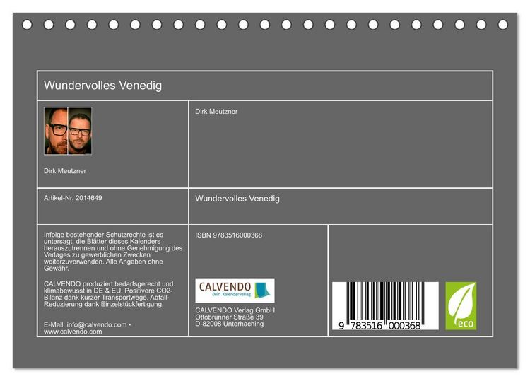 Produktbild: Wundervolles Venedig (Tischkalender 2026 DIN A5 quer), CALVENDO Monatskalender