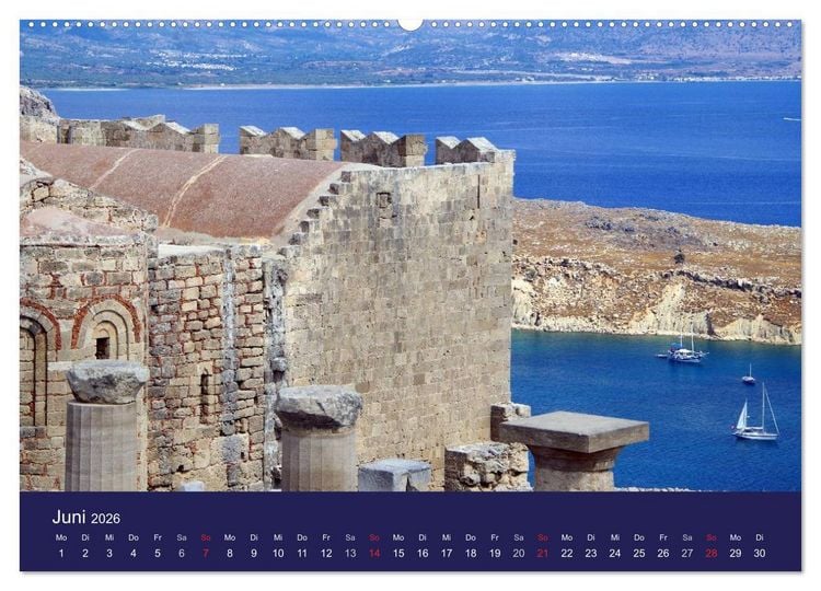 Produktbild: Rhodos mit Lindos und Symi (Wandkalender 2026 DIN A2 quer), CALVENDO Monatskalender