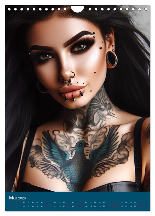 Produktbild: Tattoo und Piercing Women (Wandkalender 2026 DIN A4 hoch), CALVENDO Monatskalender