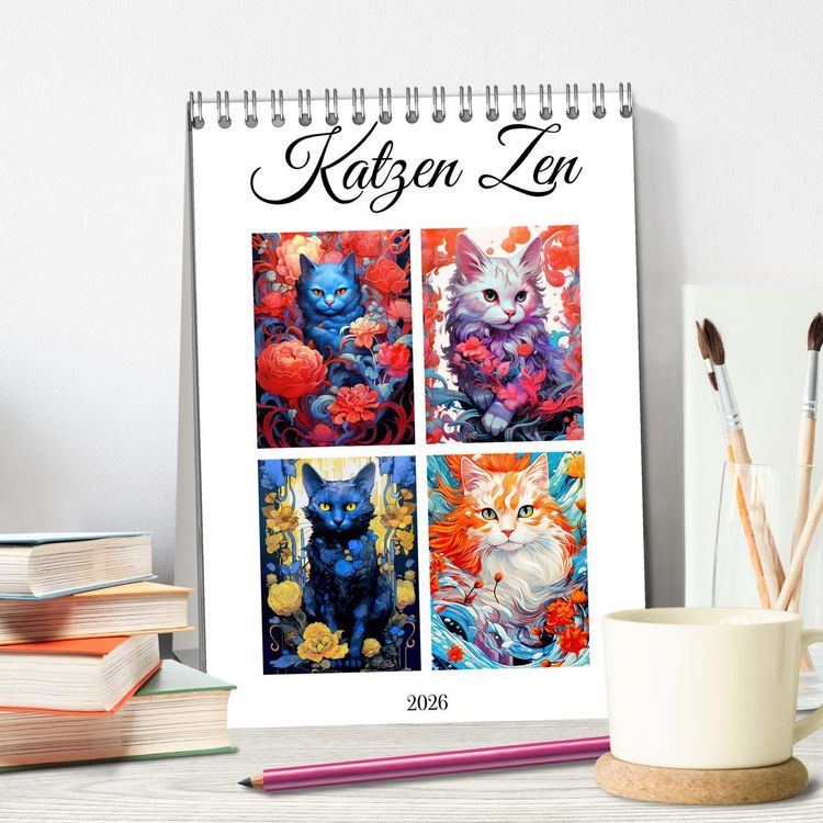 Produktbild: Katzen Zen (Tischkalender 2026 DIN A5 hoch), CALVENDO Monatskalender