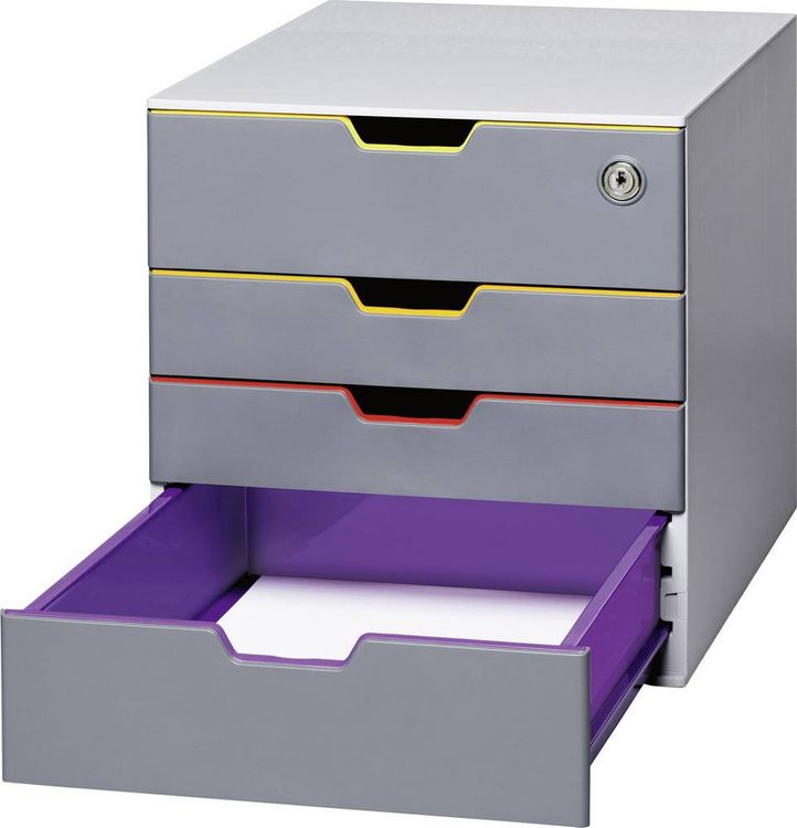 Produktbild: Durable VARICOLOR 4 SAFE - 7606 760627 Schubladenbox Grau DIN A4, DIN C4, Folio, Letter Anzahl der Schubf&auml;cher: 4