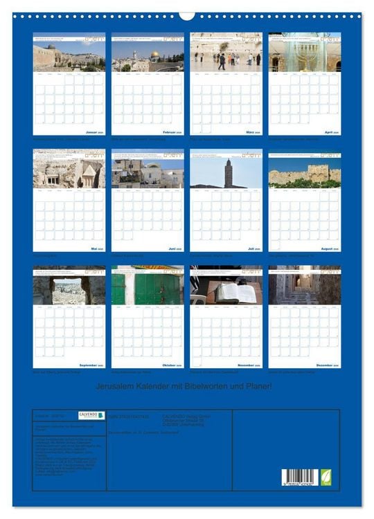 Produktbild: Jerusalem Kalender mit Bibelworten und Planer! (Wandkalender 2026 DIN A2 hoch), CALVENDO Monatskalender