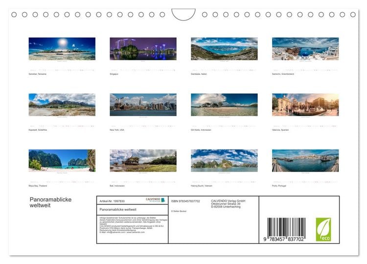 Produktbild: Panoramablicke weltweit (Wandkalender 2026 DIN A4 quer), CALVENDO Monatskalender