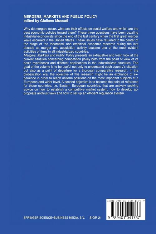 Produktbild: Mergers, Markets and Public Policy