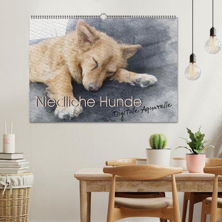 Produktbild: Niedliche Hunde - Digitale Aquarelle (Wandkalender 2026 DIN A2 quer), CALVENDO Monatskalender