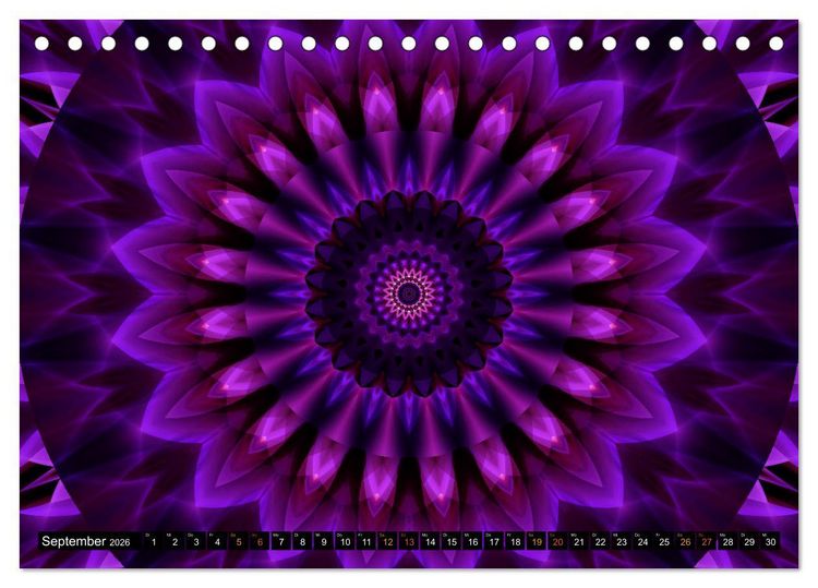 Produktbild: Energie - Mandalas, Spiritualit&auml;t durch die Farbe Lila (Tischkalender 2026 DIN A5 quer), CALVENDO Monatskalender