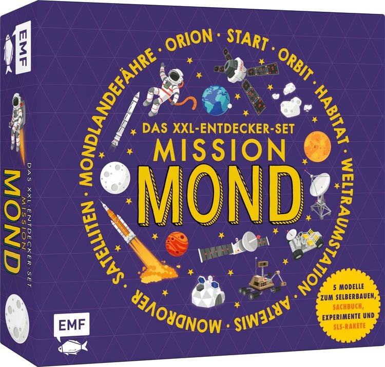 Produktbild: Das XXL-Entdecker-Set &ndash; Mission Mond: 5 Modelle zum Selberbauen, Sachbuch, Experimente und Rakete