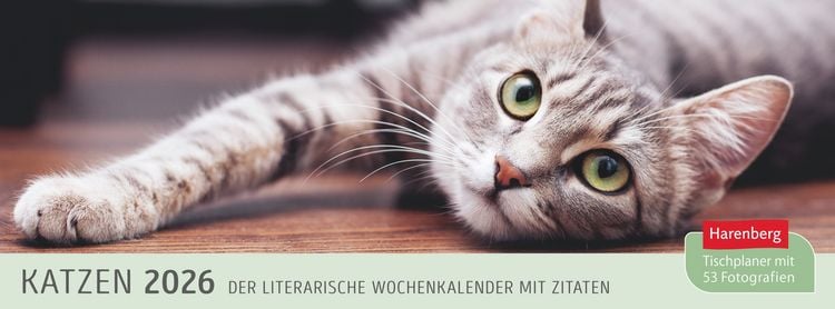 Produktbild: Katzen Premium-Tischplaner 2026 - Der literarische Wochenkalender mit Zitaten