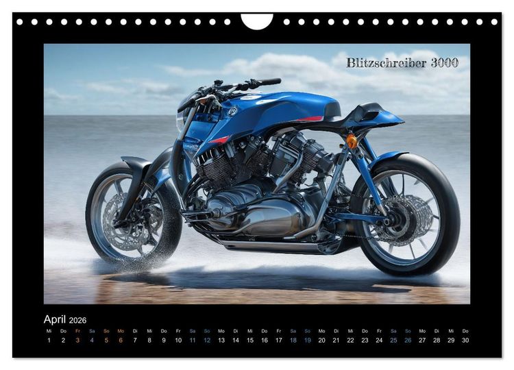Produktbild: Verr&uuml;ckte 2-Rad Fantasien einer KI (Wandkalender 2026 DIN A4 quer), CALVENDO Monatskalender