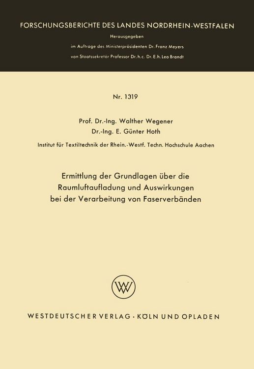 Produktbild: Ermittlung der Grundlagen &uuml;ber die Raumluftaufladung und Auswirkungen bei der Verarbeitung von Faserverb&auml;nden