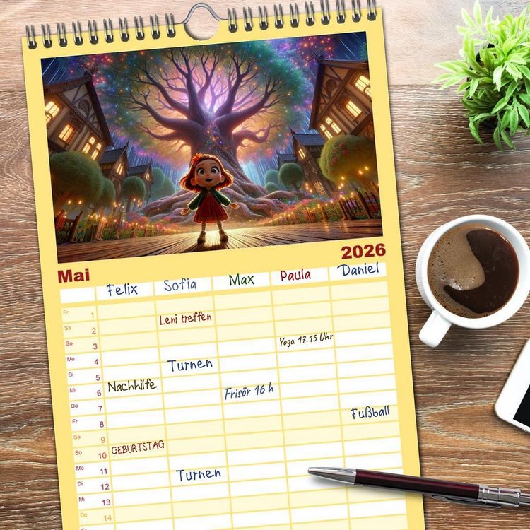 Produktbild: Familienplaner 2026 - Hexenwelten: Ein Jahr voller Magie und Mysterien mit 5 Spalten (Wandkalender, 21 x 45 cm) CALVENDO
