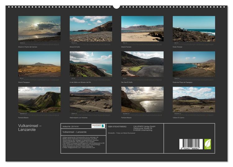 Produktbild: Vulkaninsel &ndash; Lanzarote (hochwertiger Premium Wandkalender 2026 DIN A2 quer), Kunstdruck in Hochglanz
