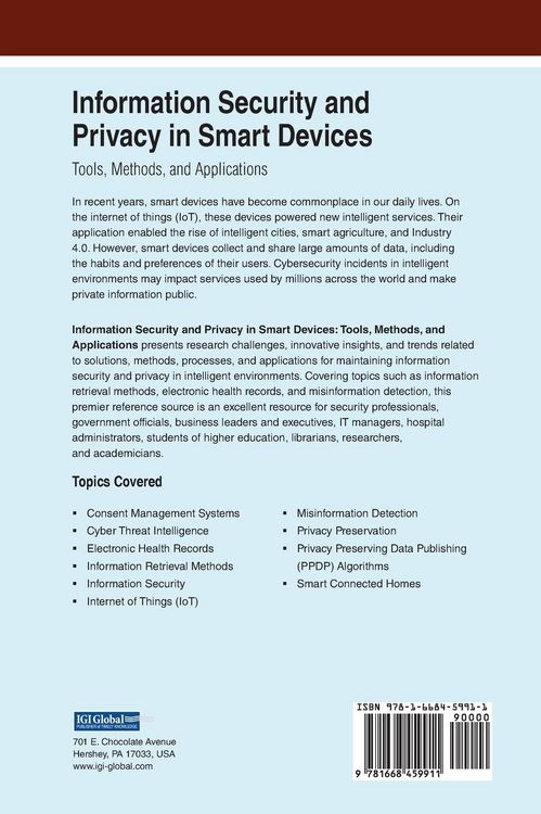 Produktbild: Information Security and Privacy in Smart Devices