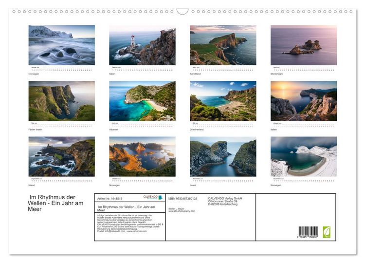 Produktbild: Im Rhythmus der Wellen - Ein Jahr am Meer (Wandkalender 2026 DIN A2 quer), CALVENDO Monatskalender