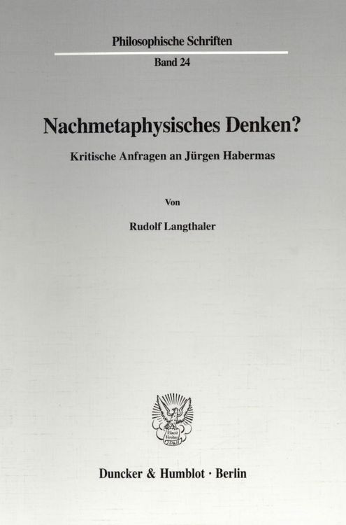 Produktbild: Nachmetaphysisches Denken?