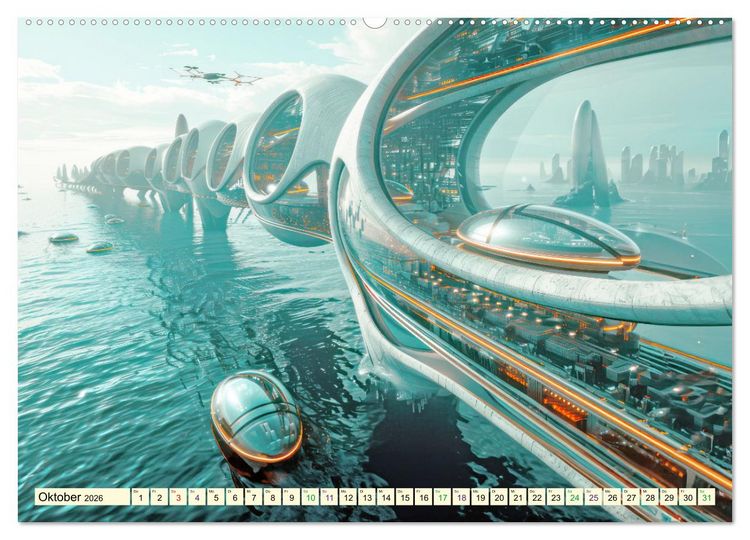 Produktbild: Science-Fiction Wasserwelten (hochwertiger Premium Wandkalender 2026 DIN A2 quer), Kunstdruck in Hochglanz