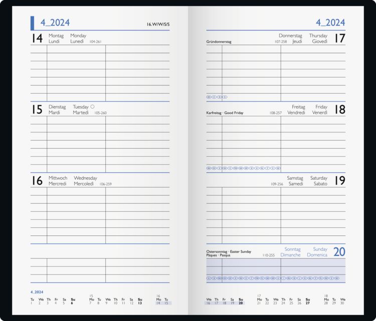Produktbild: Brunnen Taschenkalender9x15cm 2S/1W gr&uuml;n