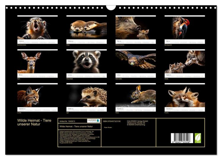 Produktbild: Wilde Heimat - Tiere unserer Natur (Wandkalender 2026 DIN A3 quer), CALVENDO Monatskalender