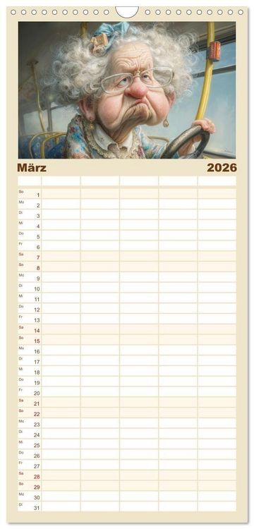Produktbild: Familienplaner 2026 - Oma macht jetzt Sonderschicht mit 5 Spalten (Wandkalender, 21 x 45 cm) CALVENDO